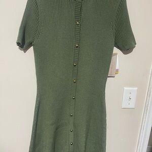 French Connection Olive Green Ribbed Dress